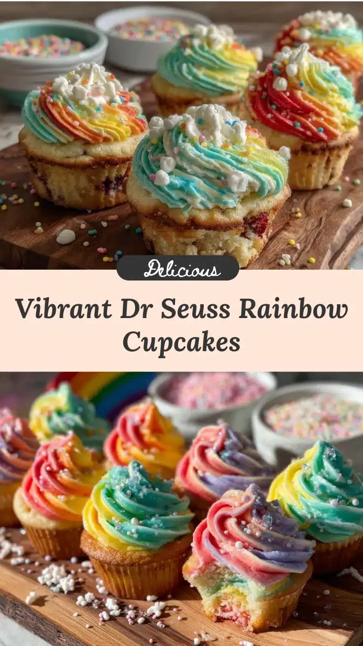 Magical Dr Seuss Rainbow Tornado Cupcakes recipe