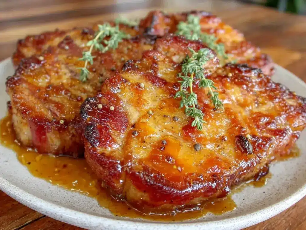 maple bourbon glazed ham steaks - featured image