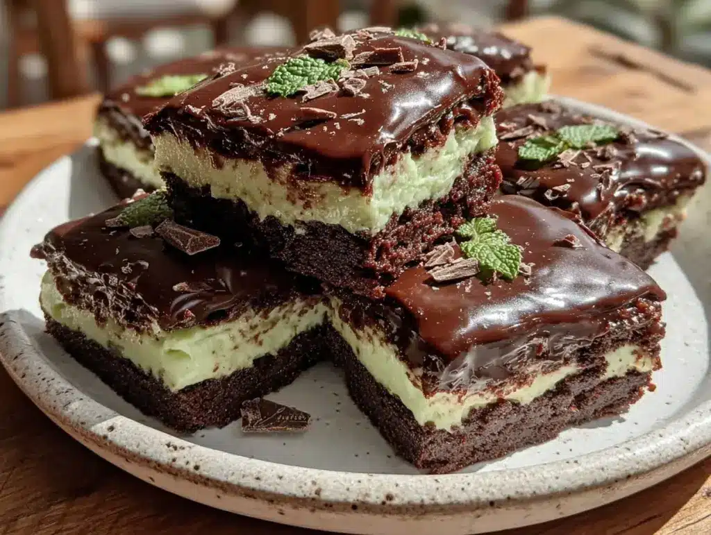 mint brownie layer squares - featured image