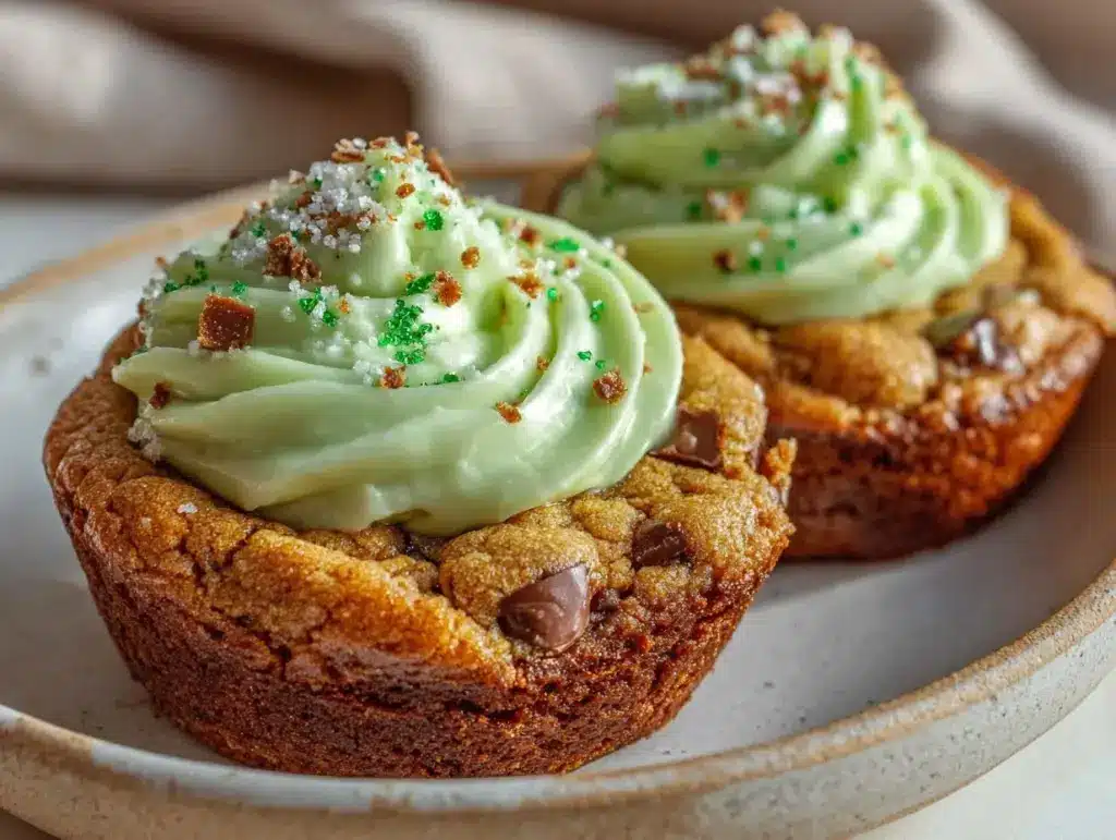 mint chocolate frosted cookie cups - featured image