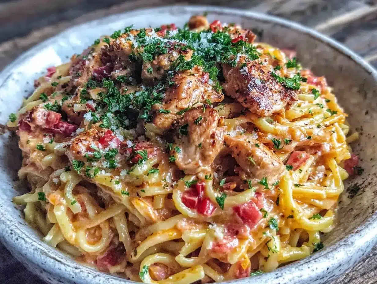 one-pot creamy Cajun chicken pasta preparation steps