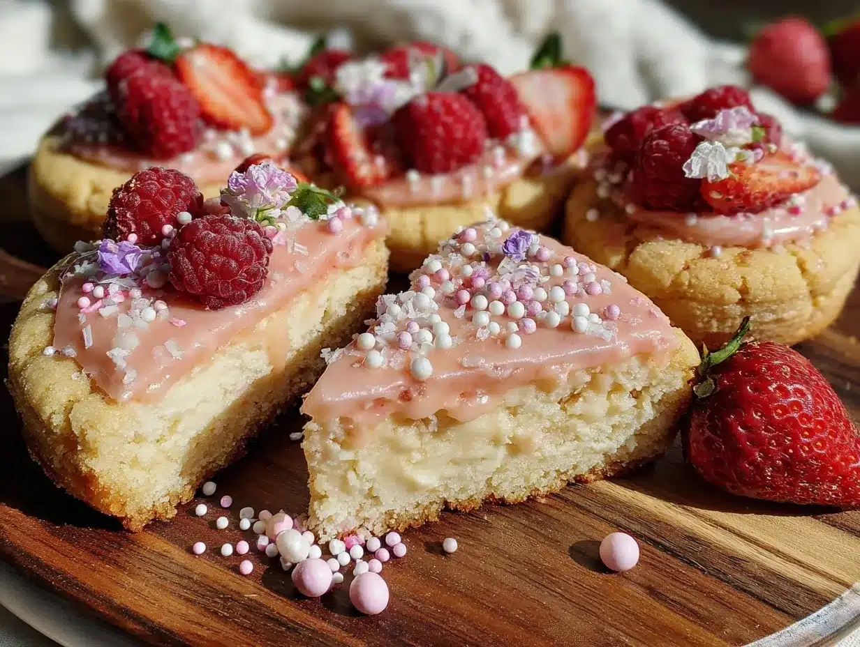 pink cookie cheesecake board preparation steps