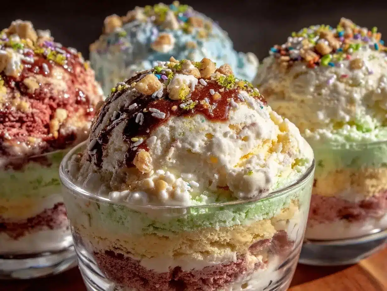 rainbow ice cream layer cups preparation steps