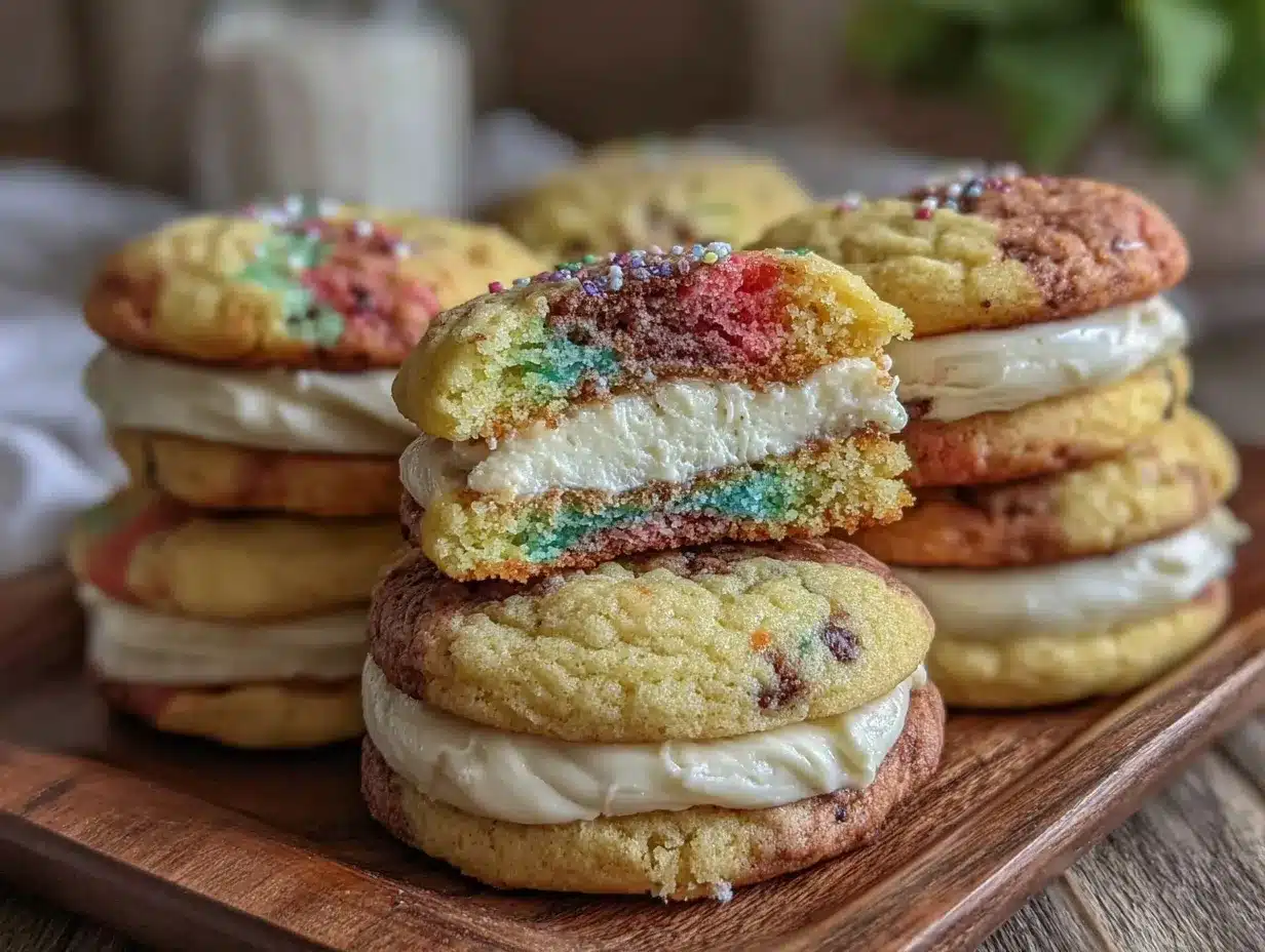 rainbow pancake cookie sandwiches preparation steps