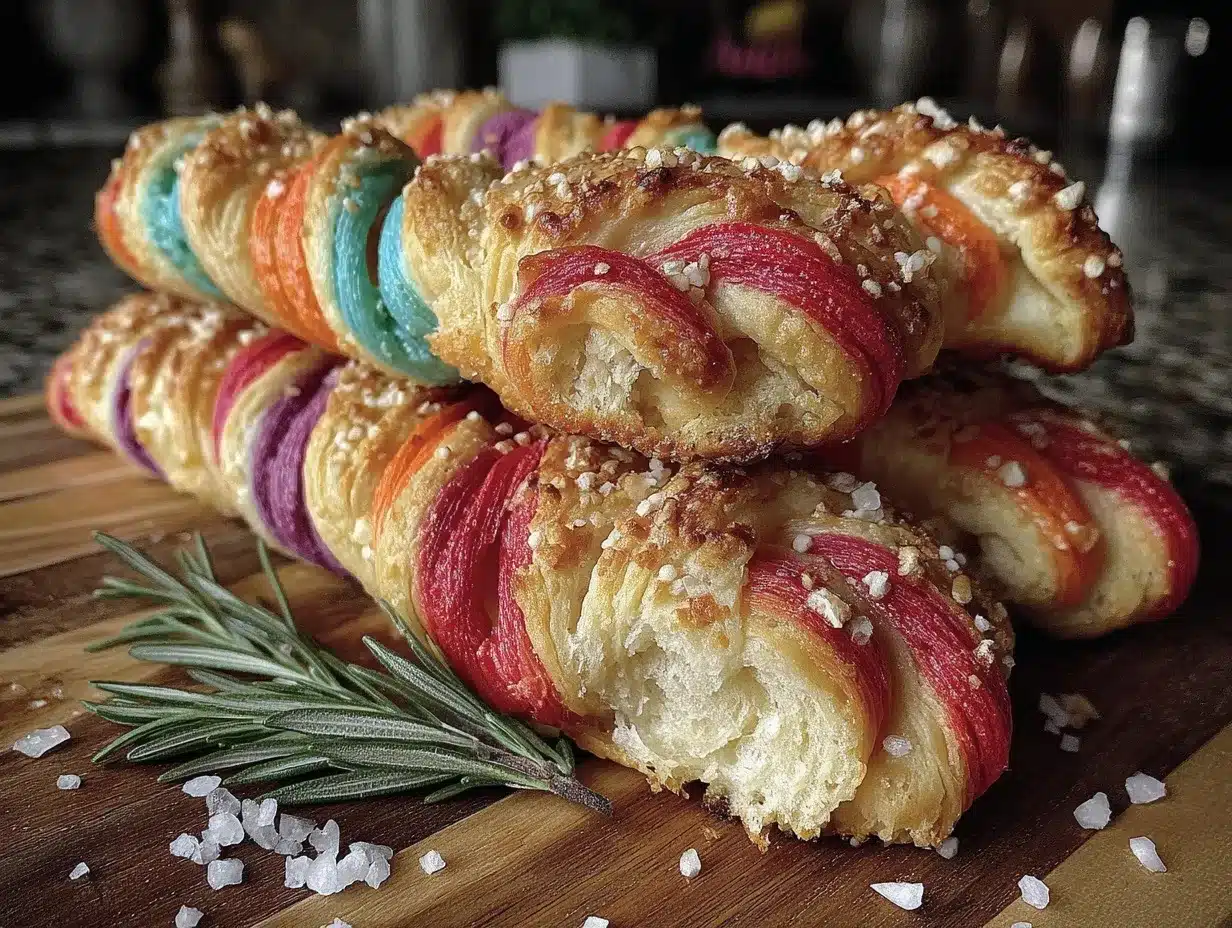 rainbow spiral bread sticks preparation steps
