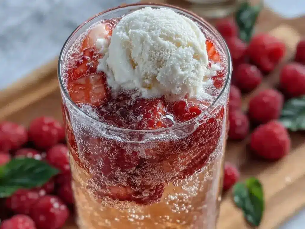 raspberry prosecco float - featured image