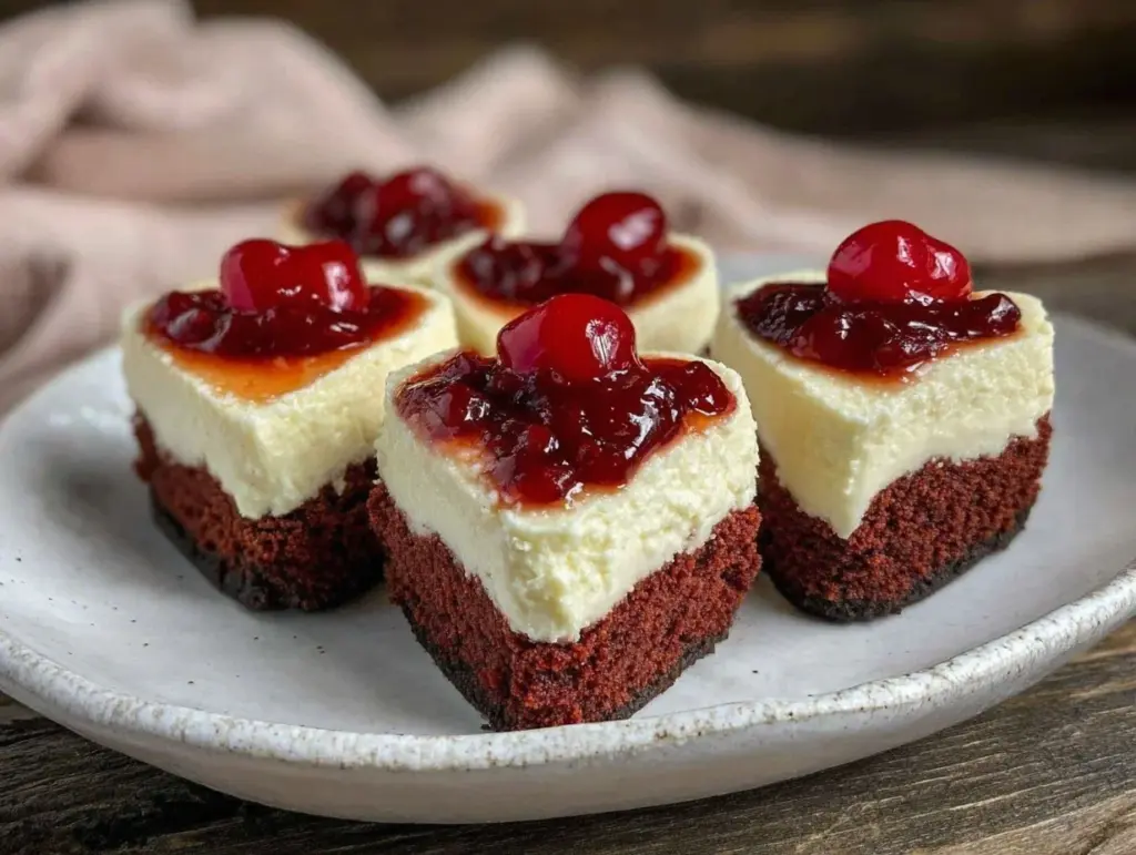 red velvet cherry cheesecake hearts - featured image