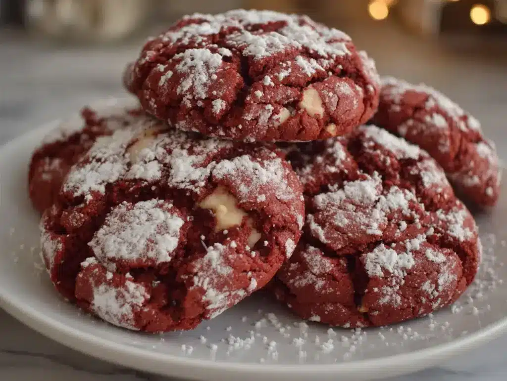 red velvet crinkle cookies - featured image