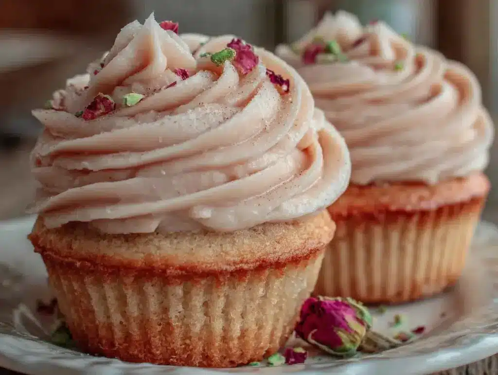 rose champagne cupcakes - featured image