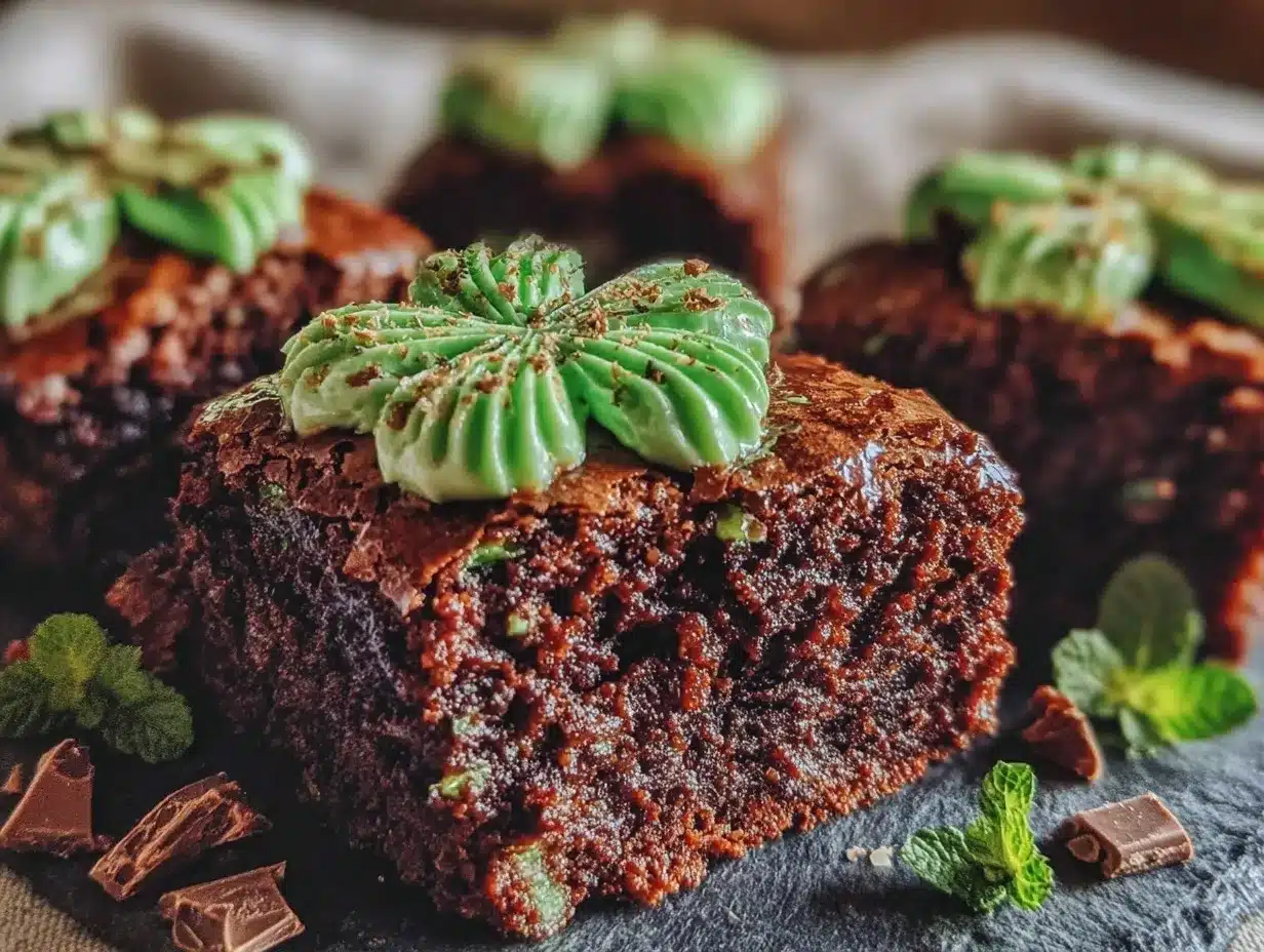 shamrock topped mint brownies preparation steps