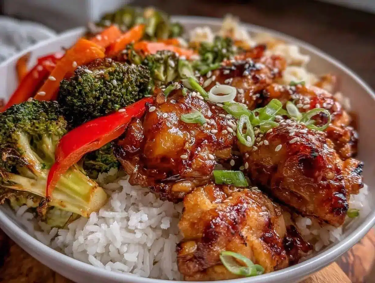 sheet pan teriyaki chicken meal prep bowls preparation steps