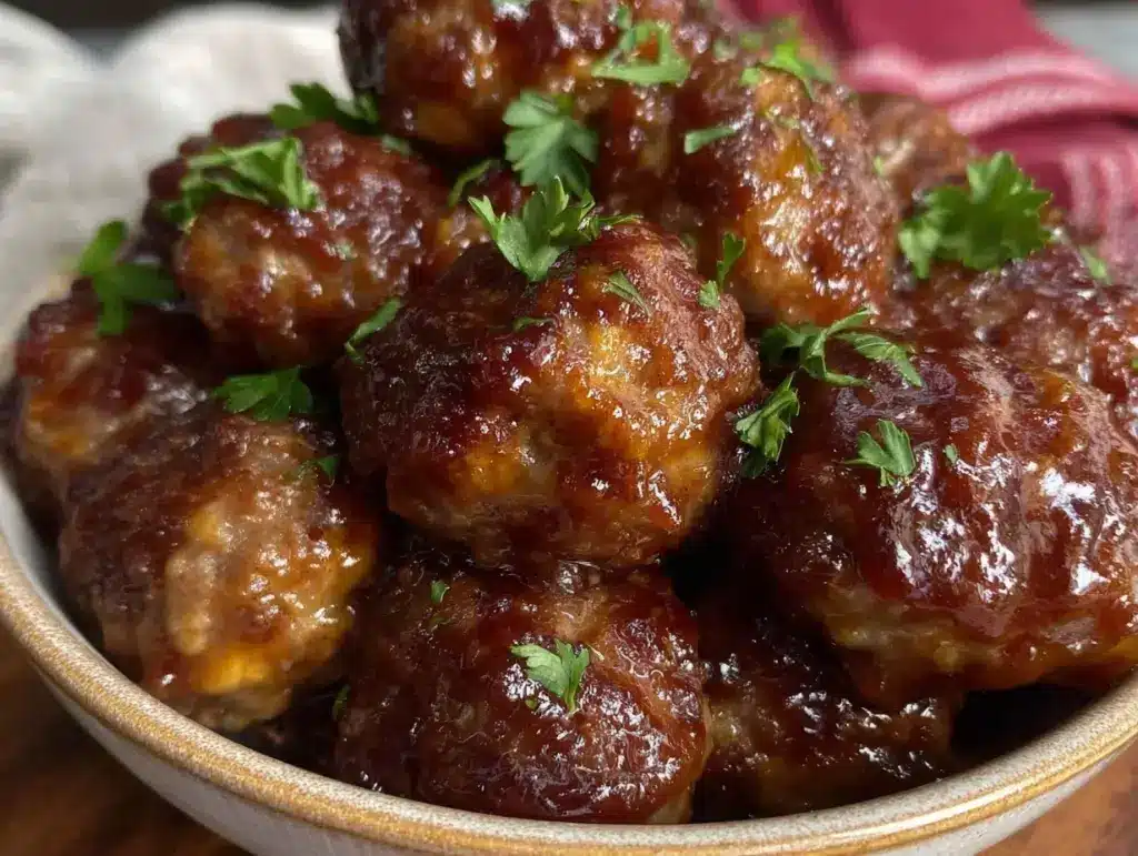 slow cooker honey BBQ meatballs - featured image