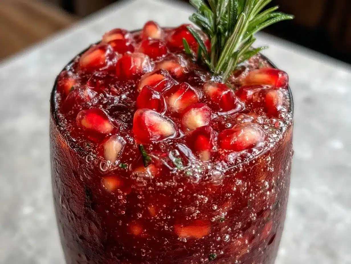 sparkling pomegranate rosemary mocktail preparation steps