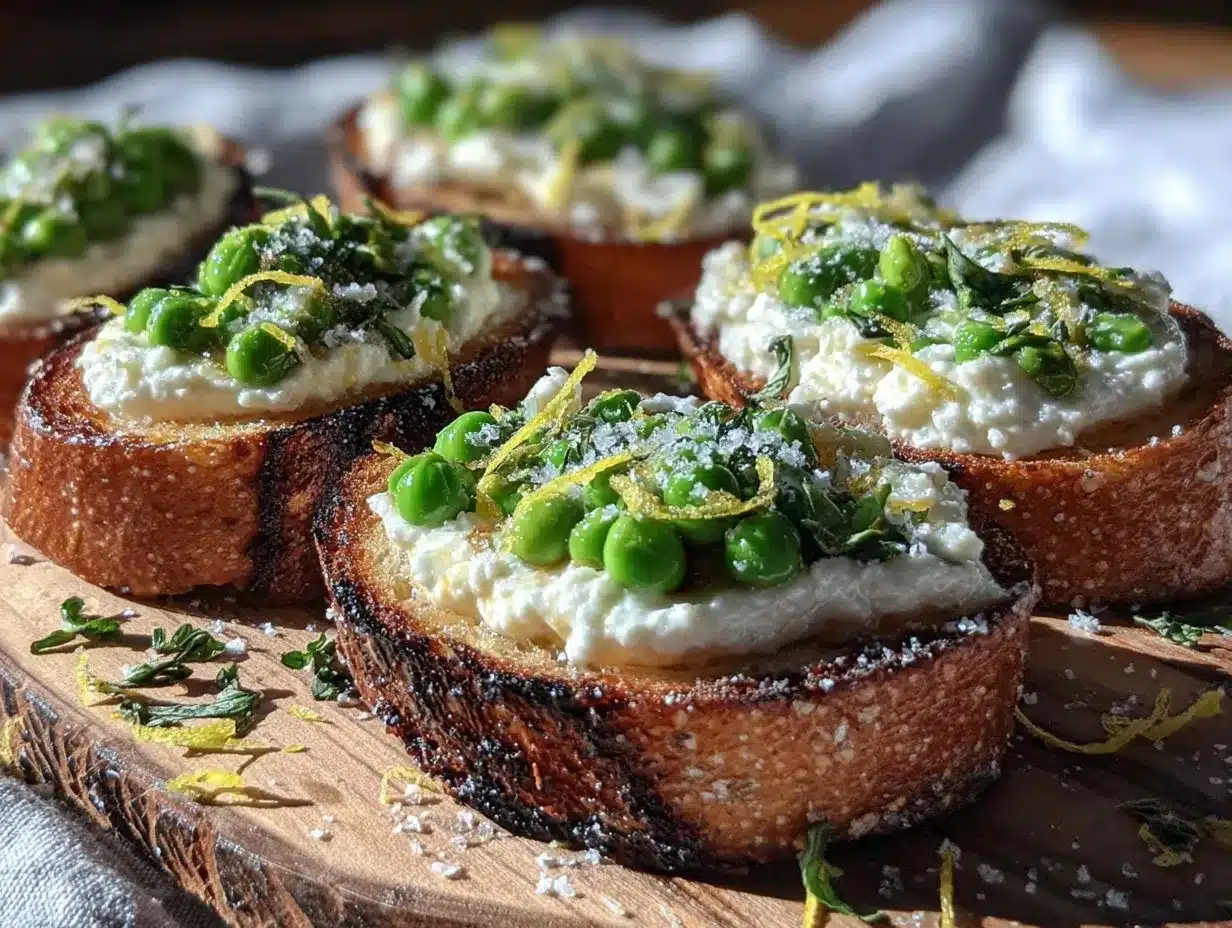 spring pea crostini with ricotta preparation steps