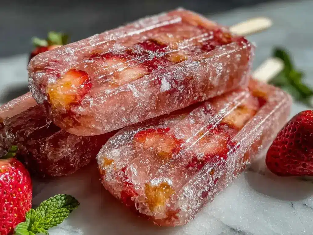 strawberry prosecco popsicles - featured image