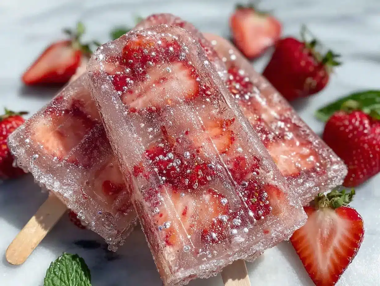 strawberry prosecco popsicles preparation steps