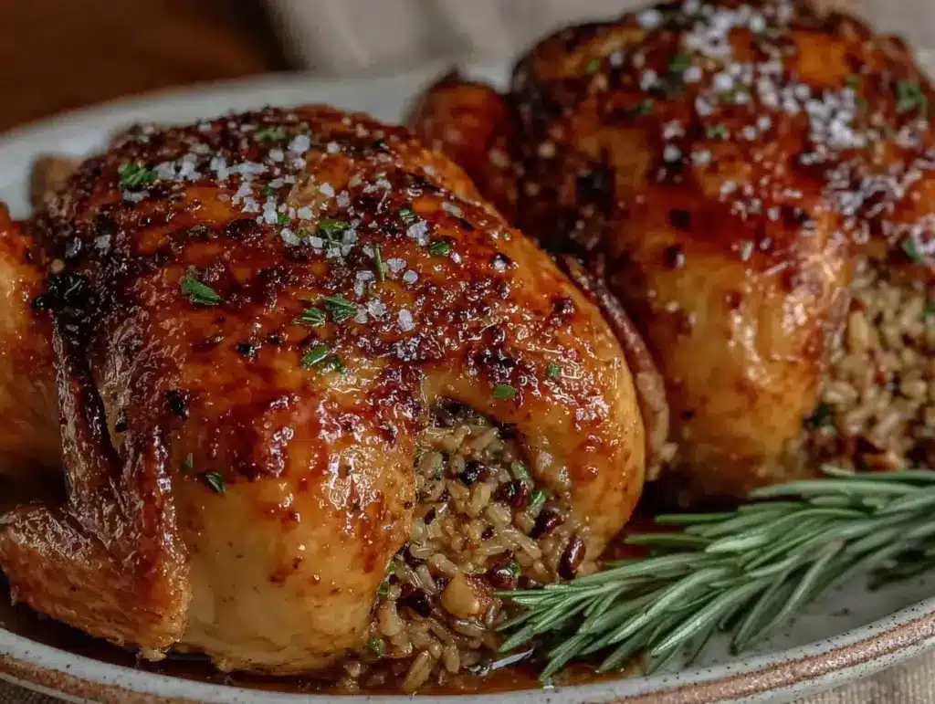 stuffed cornish hens with wild rice - featured image
