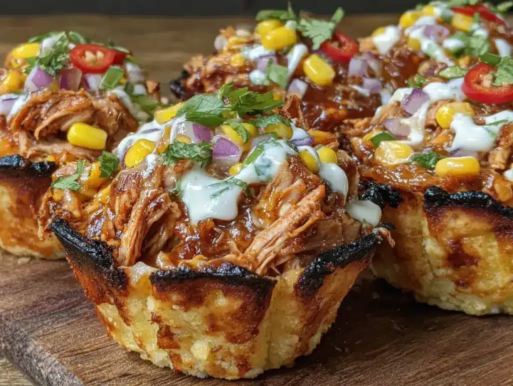 Super Bowl BBQ Chicken Taco Cups - featured image