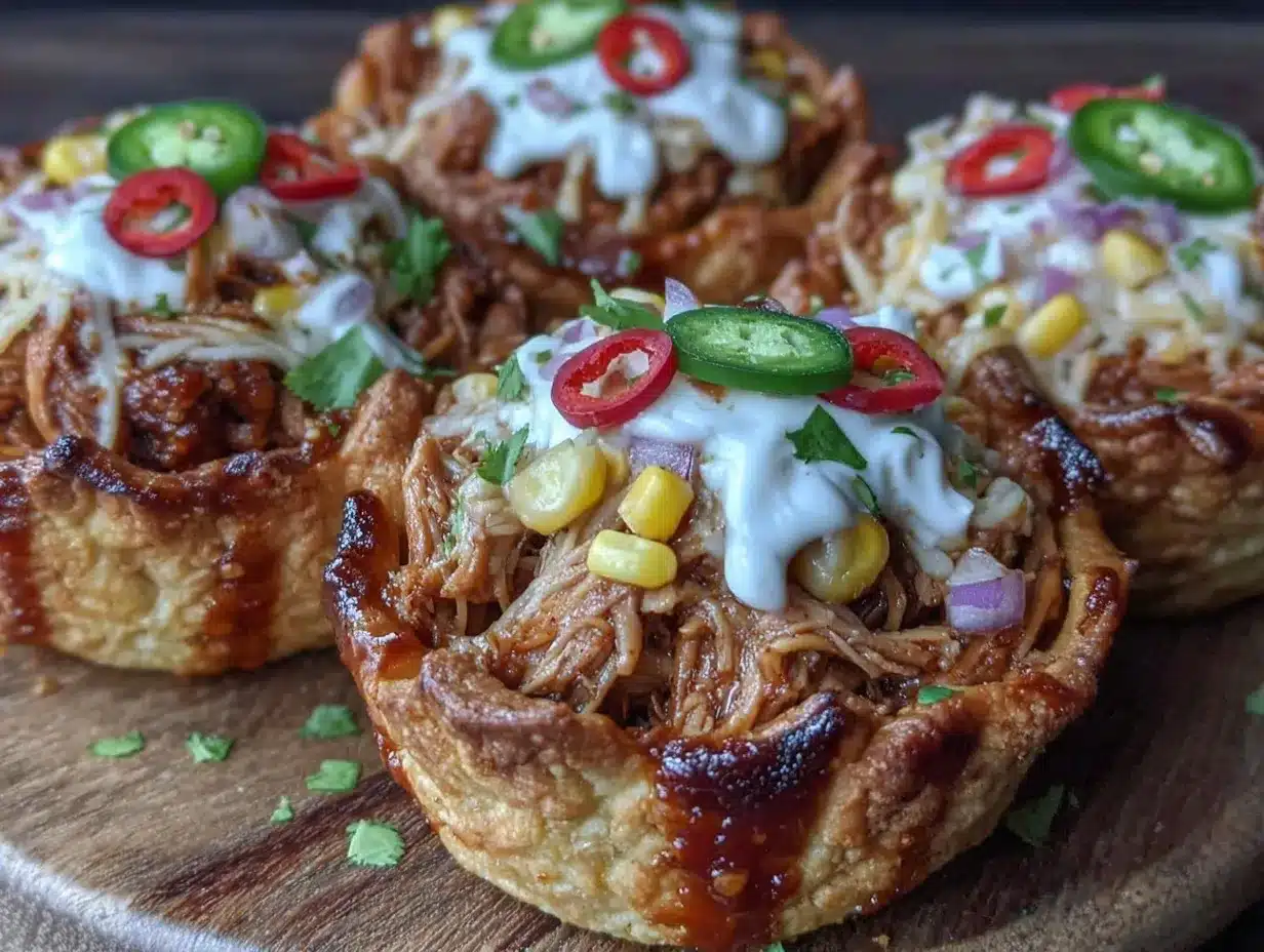 Super Bowl BBQ Chicken Taco Cups preparation steps