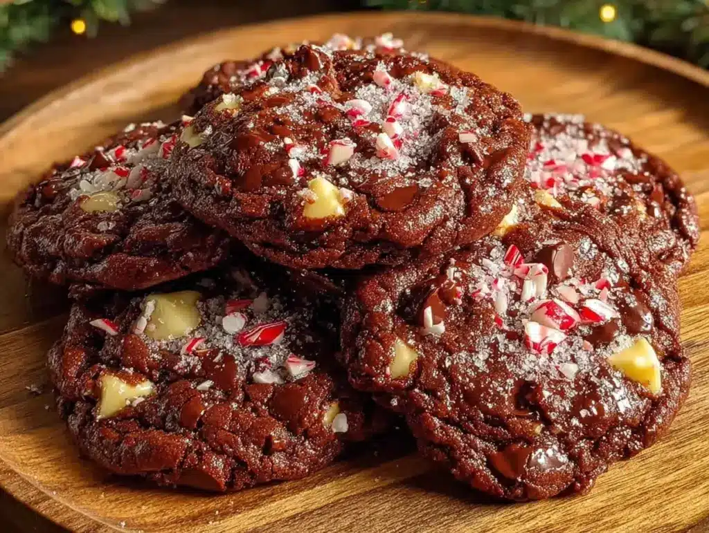triple chocolate peppermint cookies - featured image