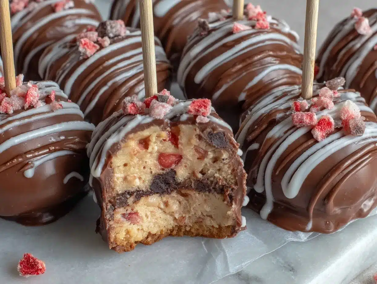 valentines chocolate strawberry swirl cheesecake pops preparation steps