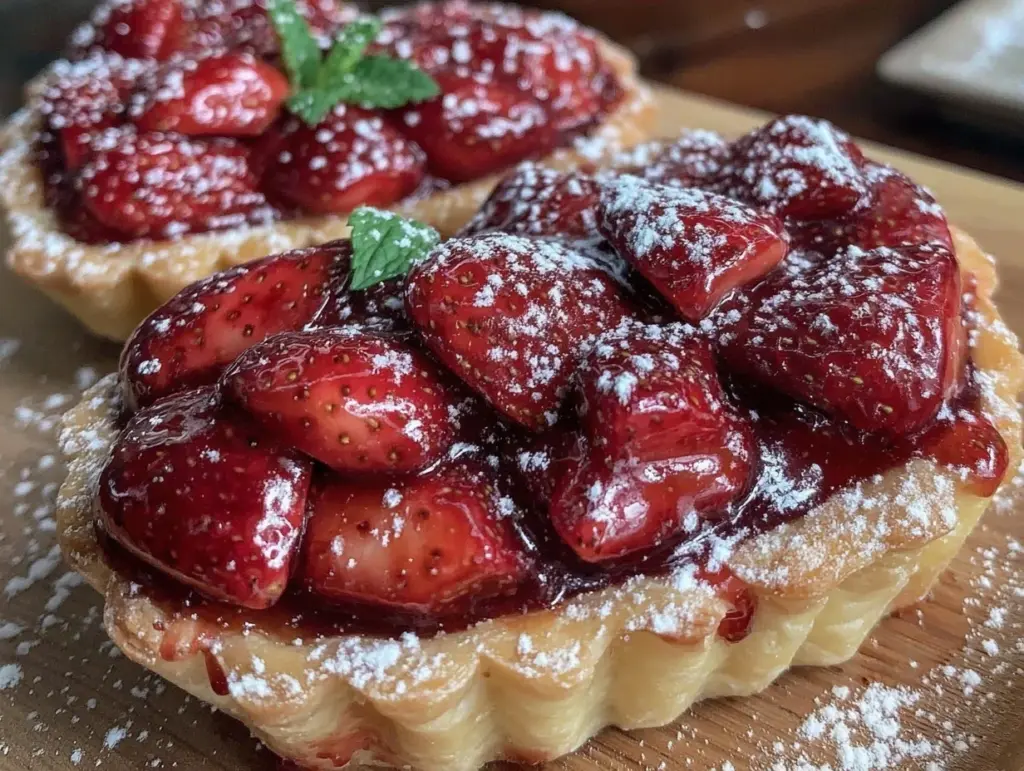 valentines heart shaped strawberry tarts - featured image