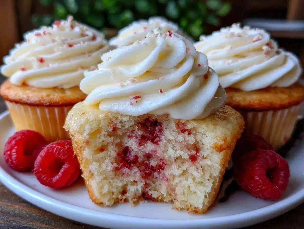 vanilla bean cupcakes with raspberry filling preparation steps