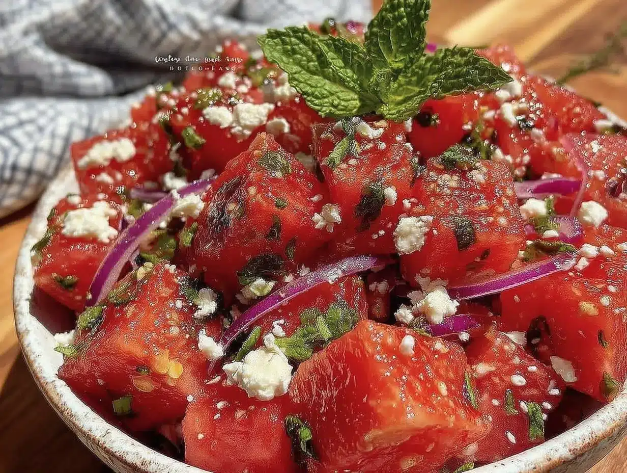 watermelon feta salad preparation steps