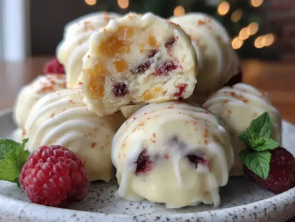 white chocolate raspberry truffles - featured image