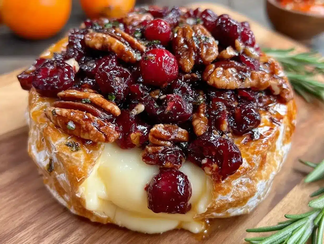 baked brie with cranberries and pecans preparation steps