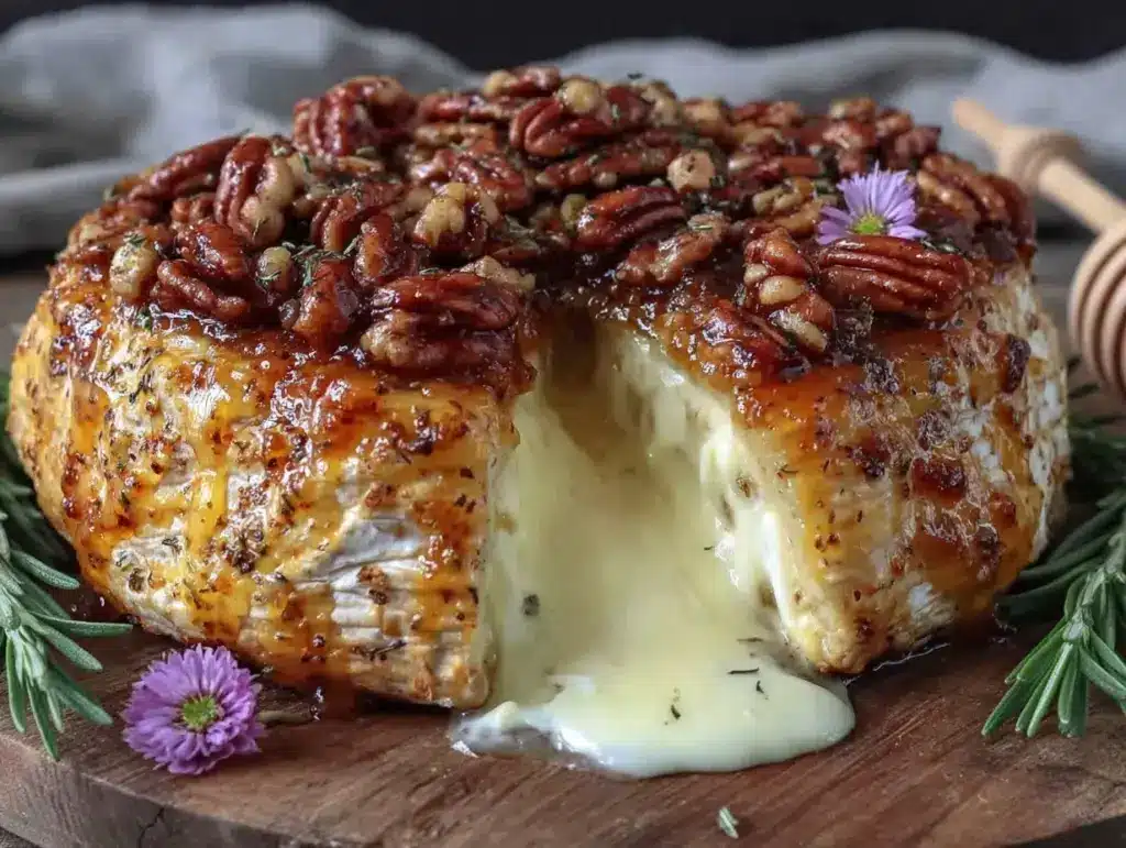 baked brie with fig jam and walnuts - featured image