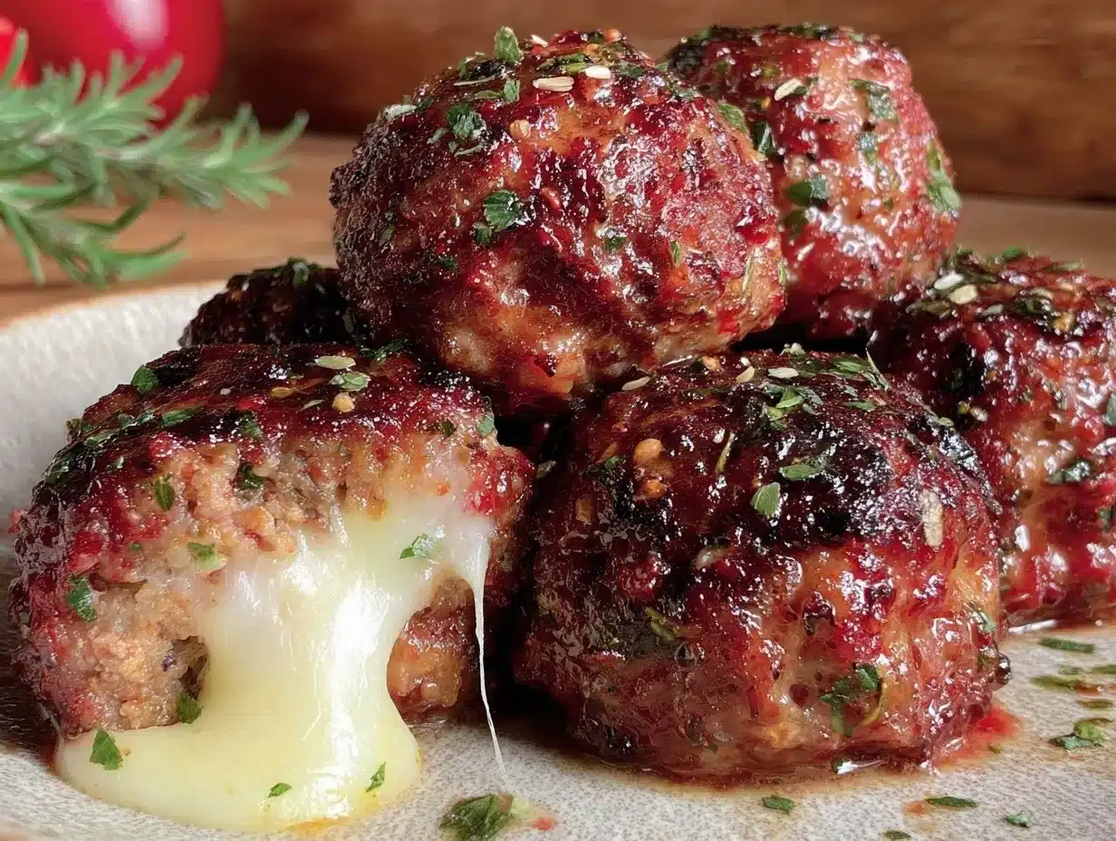 baked mozzarella stuffed meatballs preparation steps