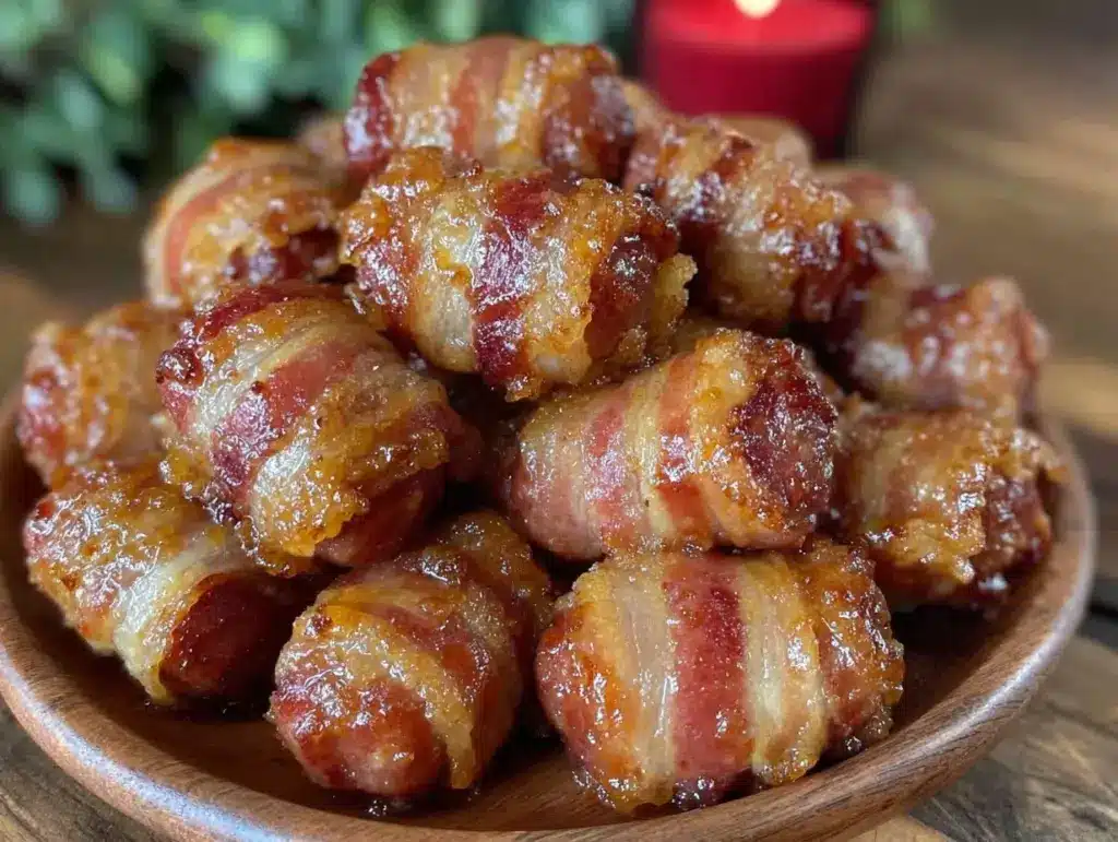 brown sugar bacon-wrapped little smokies - featured image