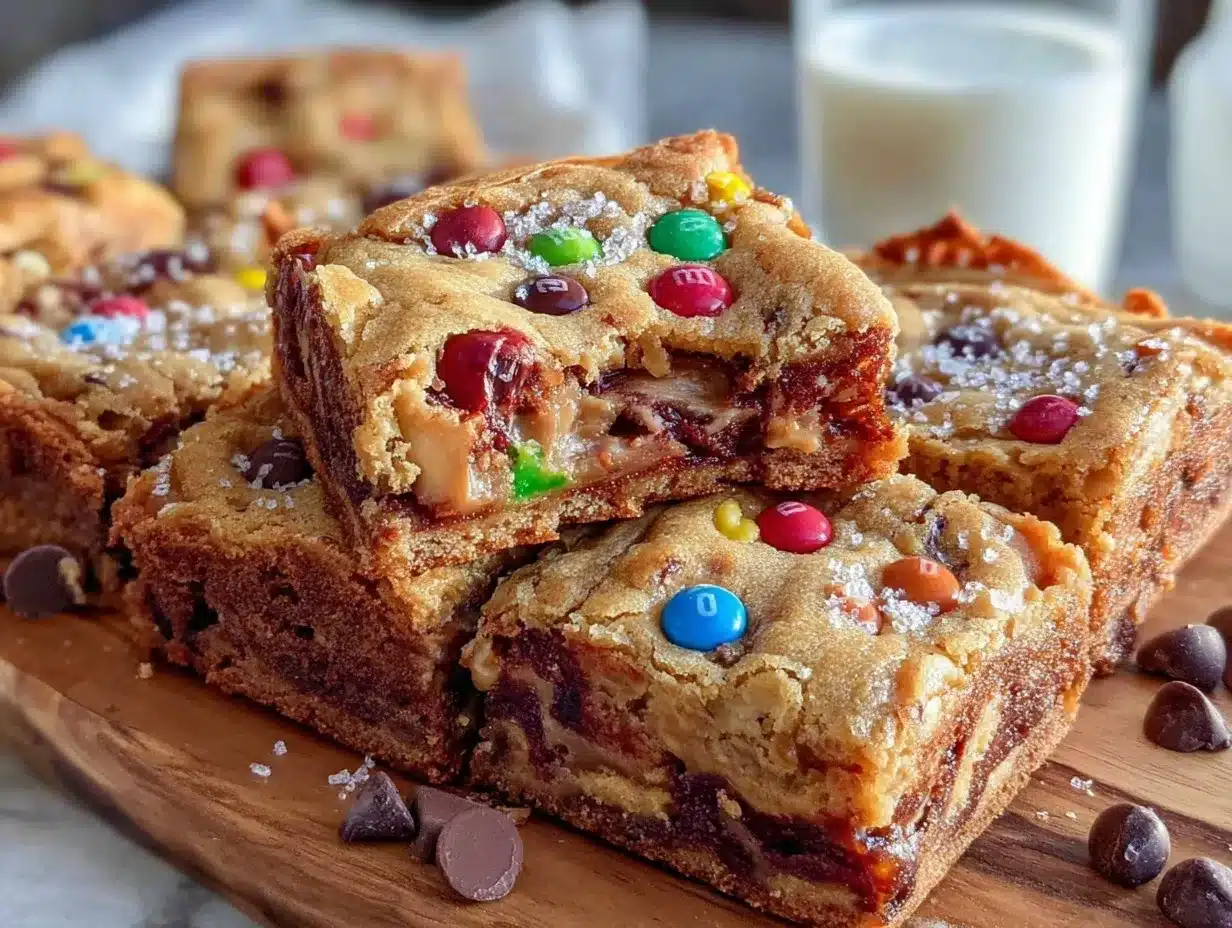 chewy monster cookie bars preparation steps