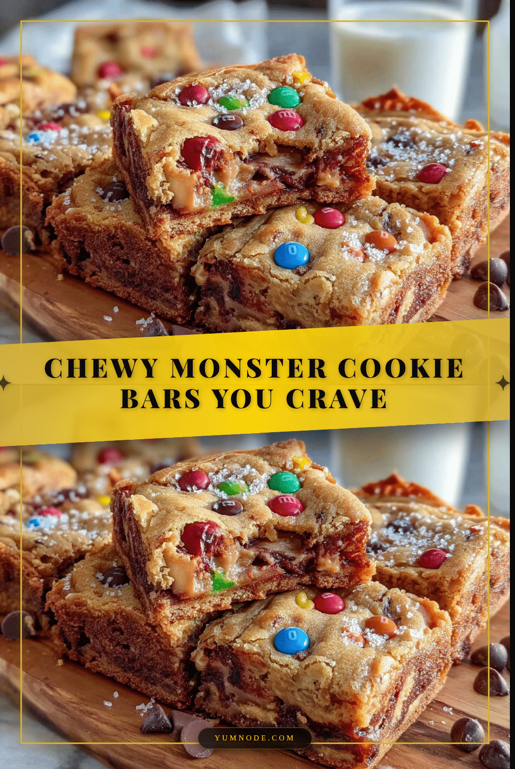 chewy monster cookie bars recipe
