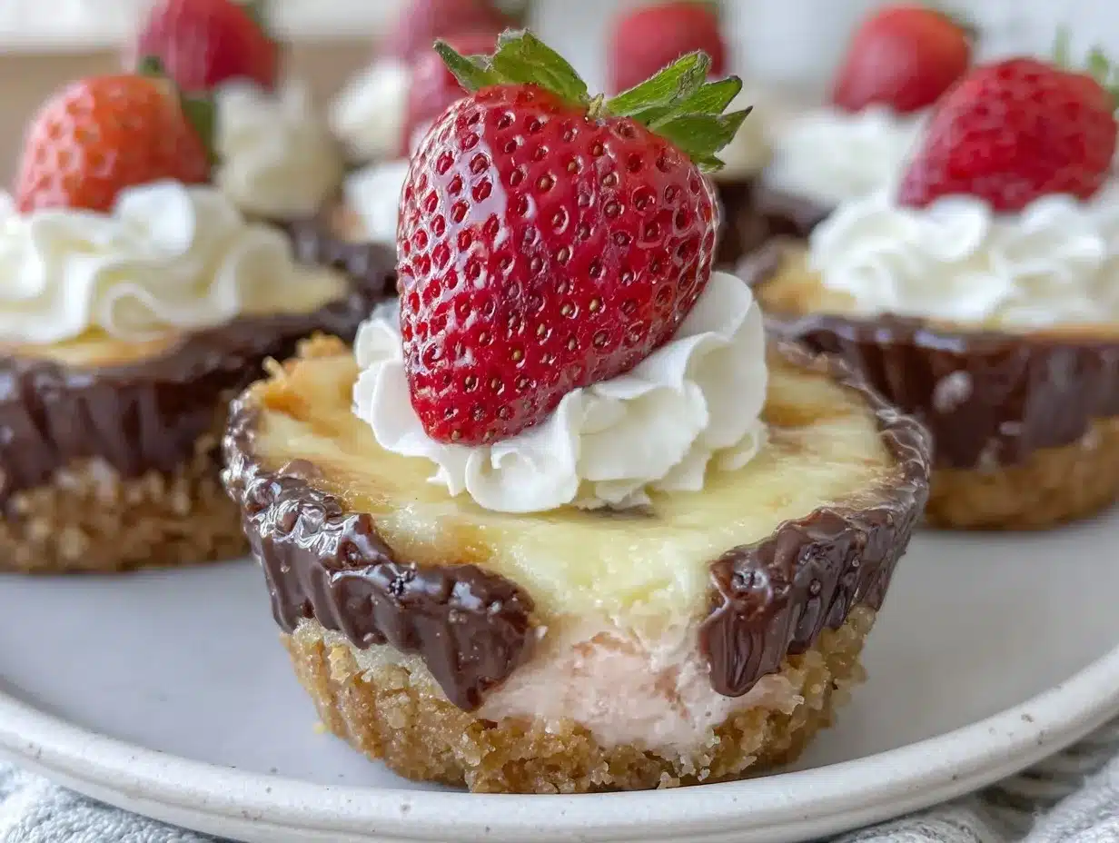 chocolate-covered strawberry cheesecake cups preparation steps