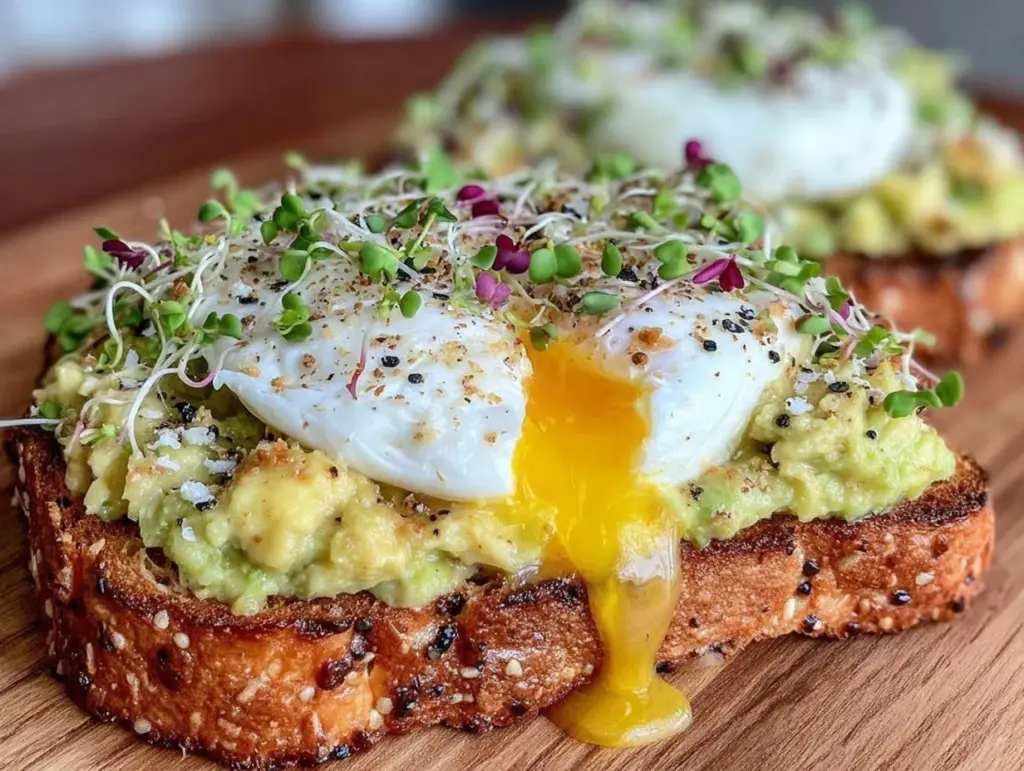 creamy avocado toast with poached egg - featured image