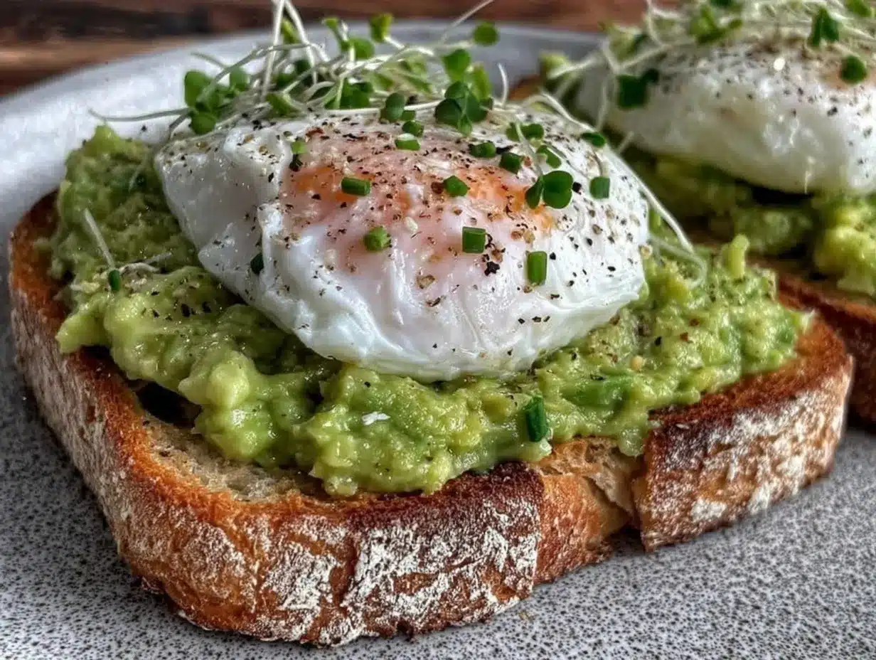 creamy avocado toast with poached egg preparation steps