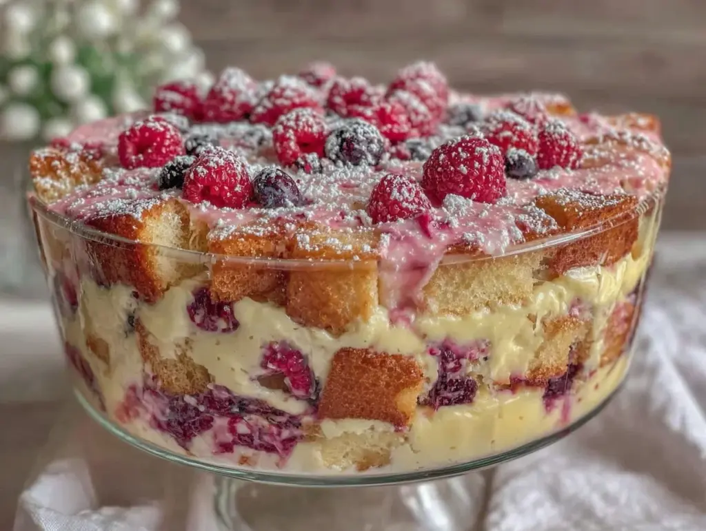 creamy berry trifle with vanilla custard - featured image