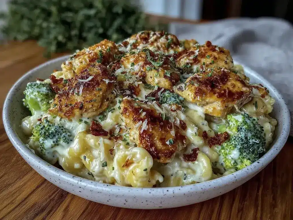 creamy chicken broccoli alfredo - featured image