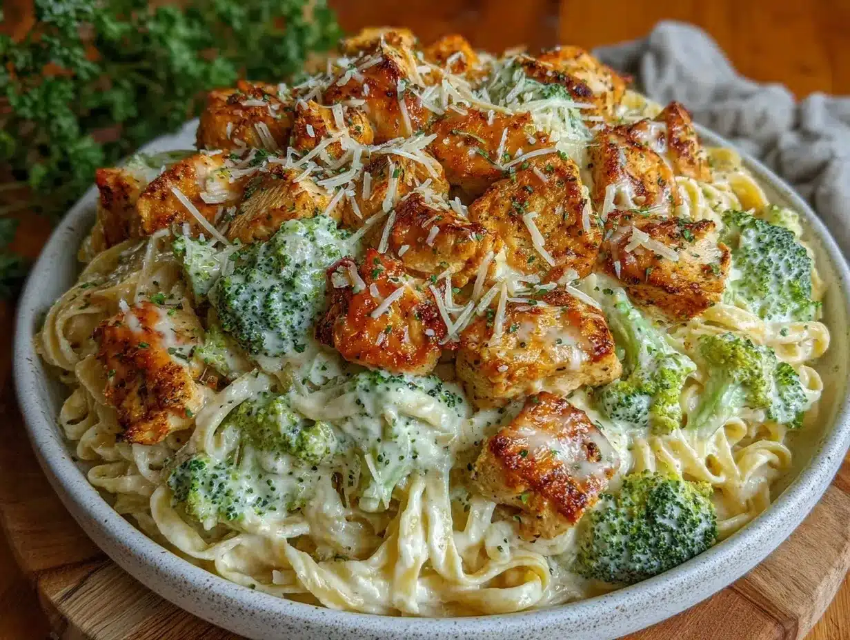 creamy chicken broccoli alfredo preparation steps