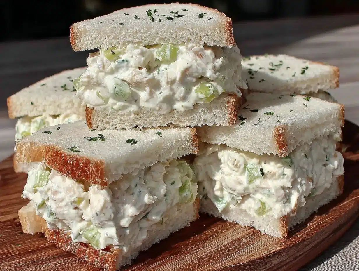 creamy chicken salad tea sandwiches preparation steps