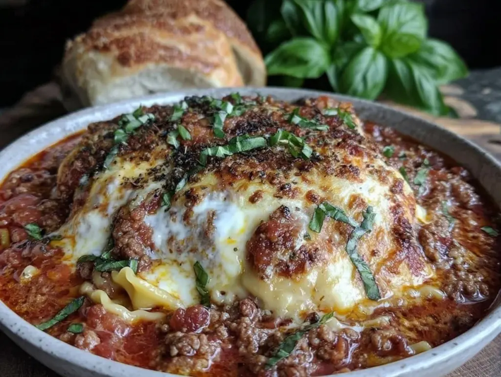 creamy crockpot lasagna soup - featured image