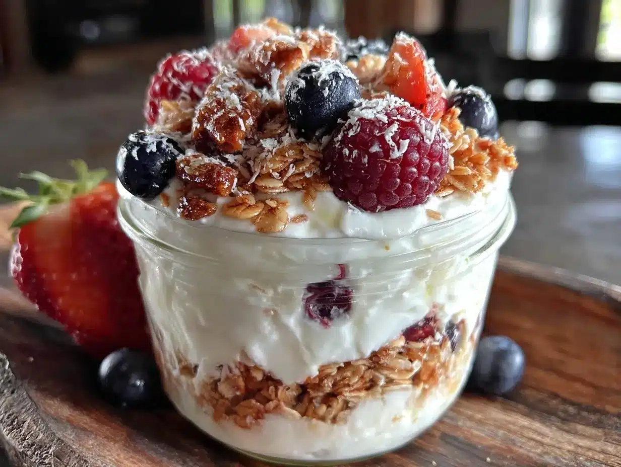 creamy Greek yogurt parfait preparation steps