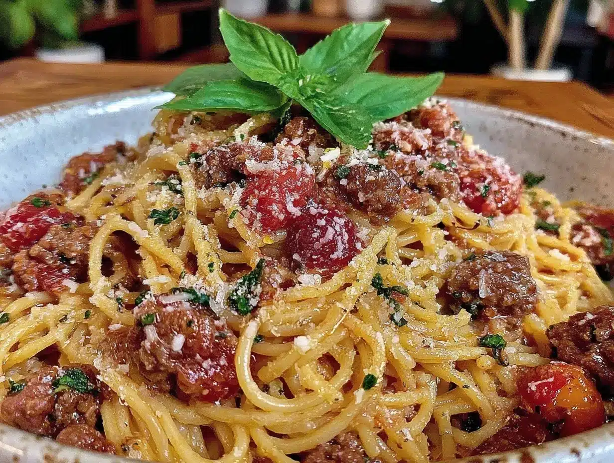 creamy Instant Pot spaghetti preparation steps