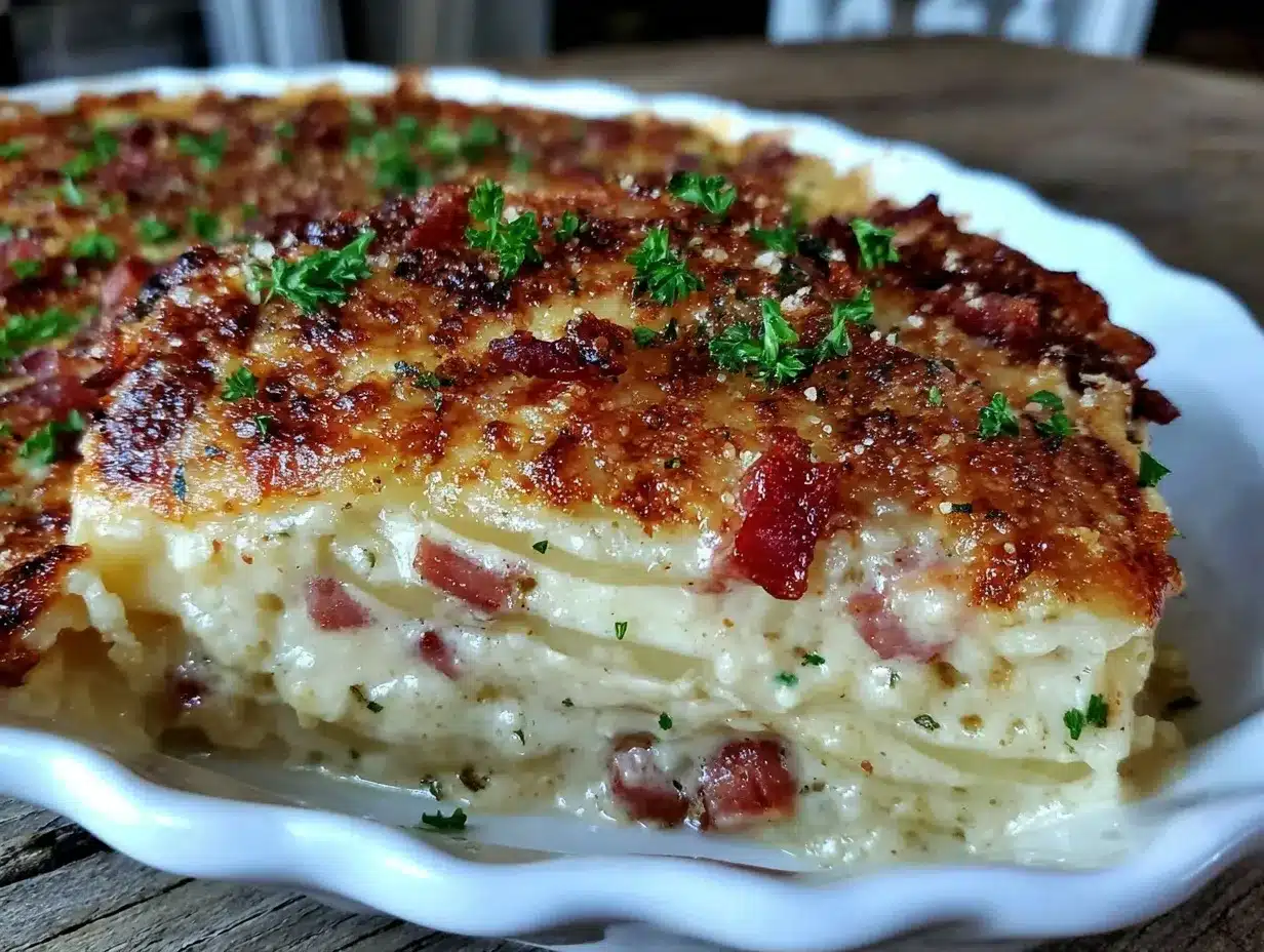 creamy scalloped potatoes with ham preparation steps