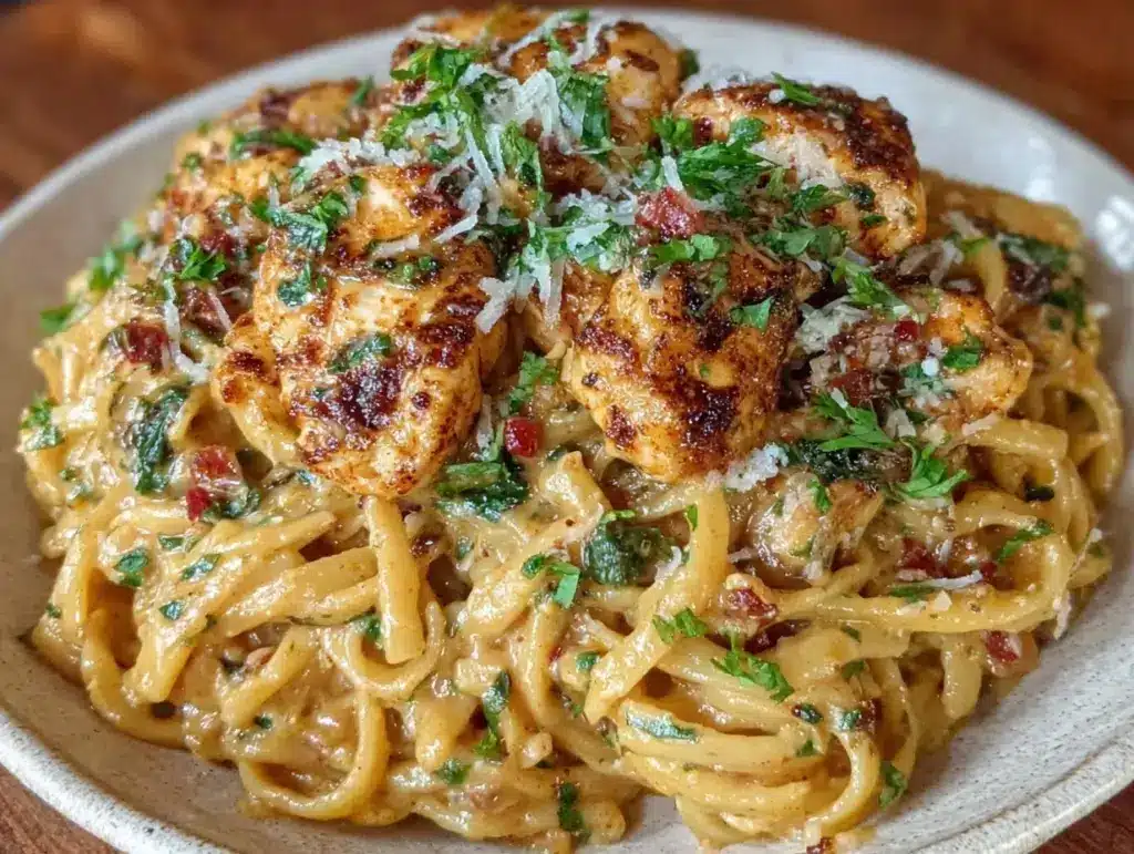creamy spicy Cajun chicken pasta - featured image