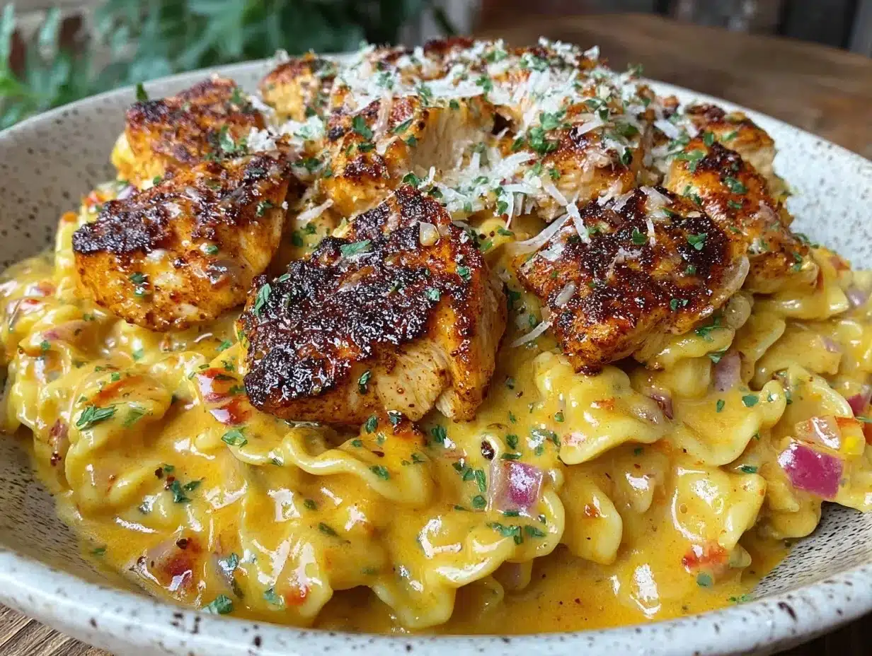 creamy spicy Cajun chicken pasta preparation steps