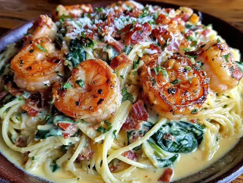 creamy tuscan shrimp pasta - featured image