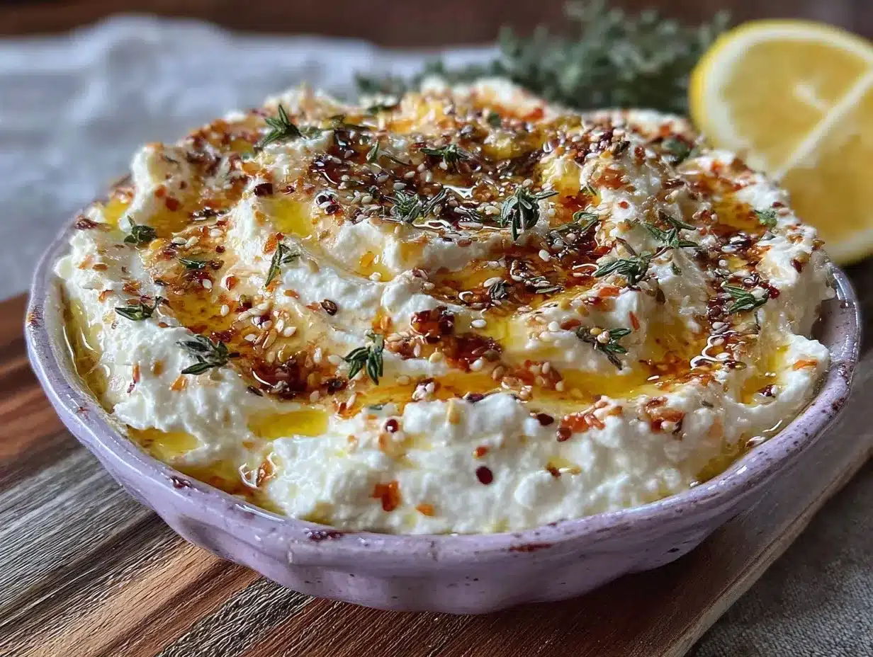 creamy whipped feta dip with zaatar preparation steps